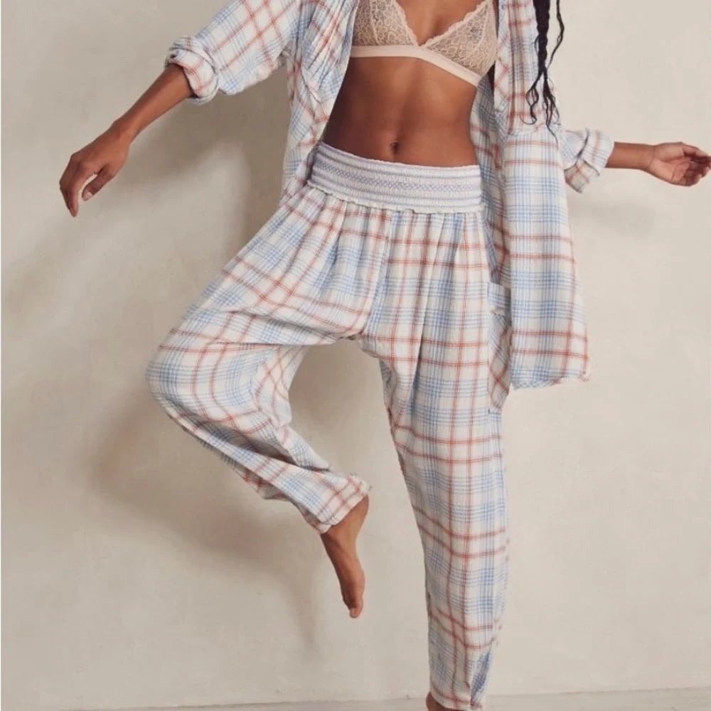 free people plaid about you pants sz small